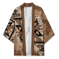 Bula Fiji Plumeria Tagimoucia Salusalu Mocha Kimono Kaiviti Masi LT7 Unisex Mocha - Polynesian Pride