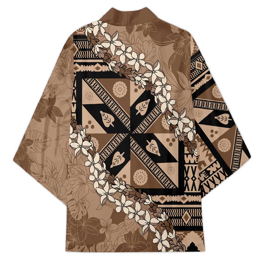 Bula Fiji Plumeria Tagimoucia Salusalu Mocha Kimono Kaiviti Masi LT7 - Polynesian Pride