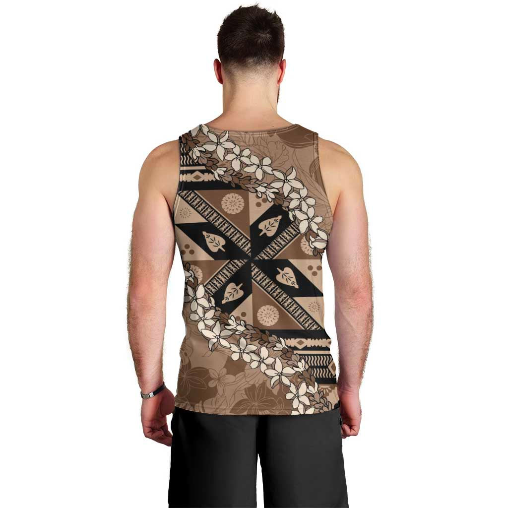 Bula Fiji Plumeria Tagimoucia Salusalu Mocha Men Tank Top Kaiviti Masi LT7 - Polynesian Pride