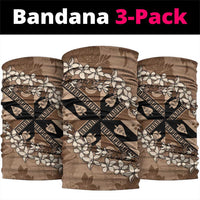 Bula Fiji Plumeria Tagimoucia Salusalu Mocha Neck Gaiter Kaiviti Masi LT7 package One Size: 25*50cm Mocha - Polynesian Pride