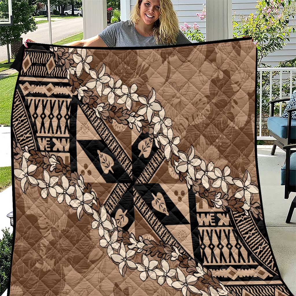 Bula Fiji Plumeria Tagimoucia Salusalu Mocha Quilt Kaiviti Masi LT7 Mocha - Polynesian Pride