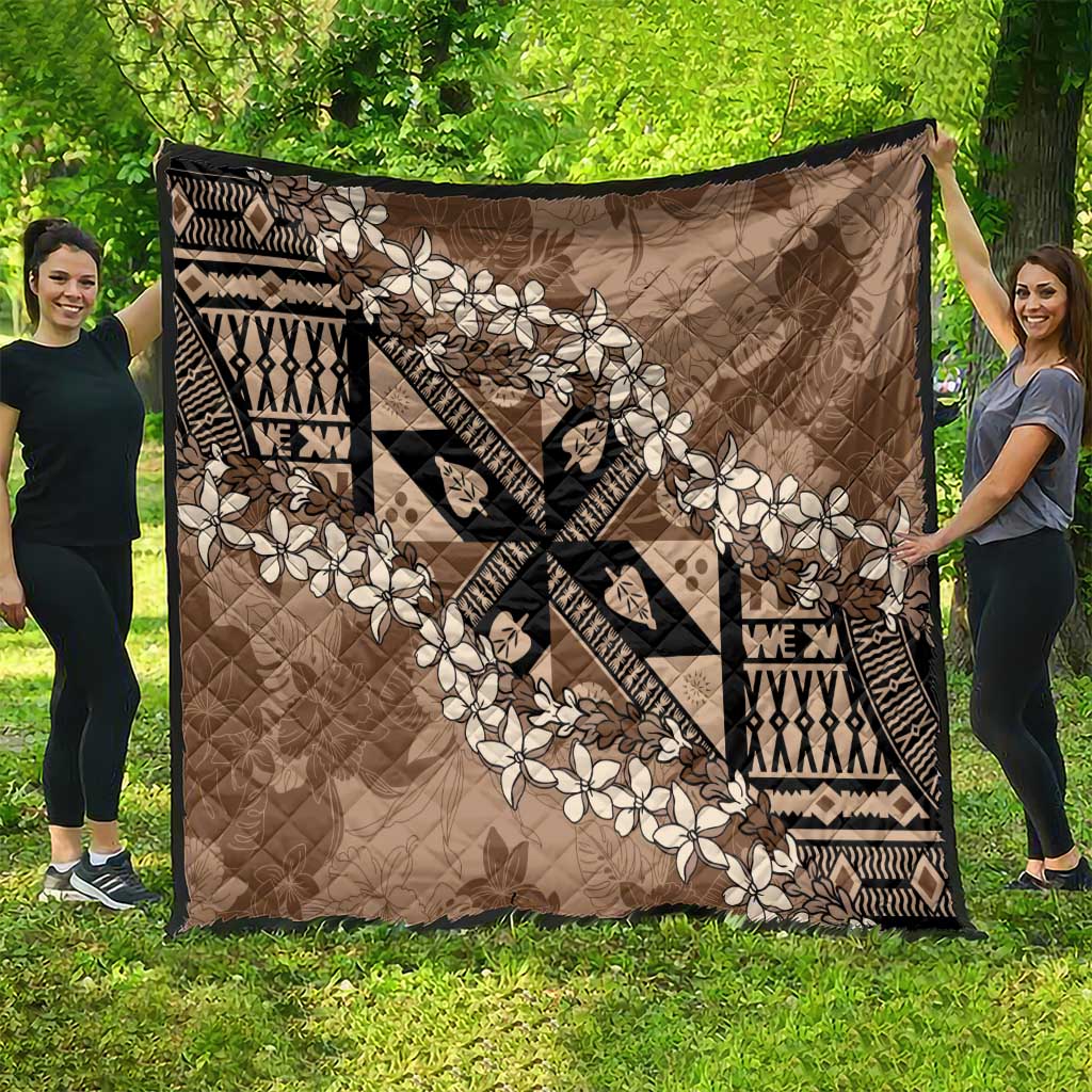 Bula Fiji Plumeria Tagimoucia Salusalu Mocha Quilt Kaiviti Masi LT7 - Polynesian Pride