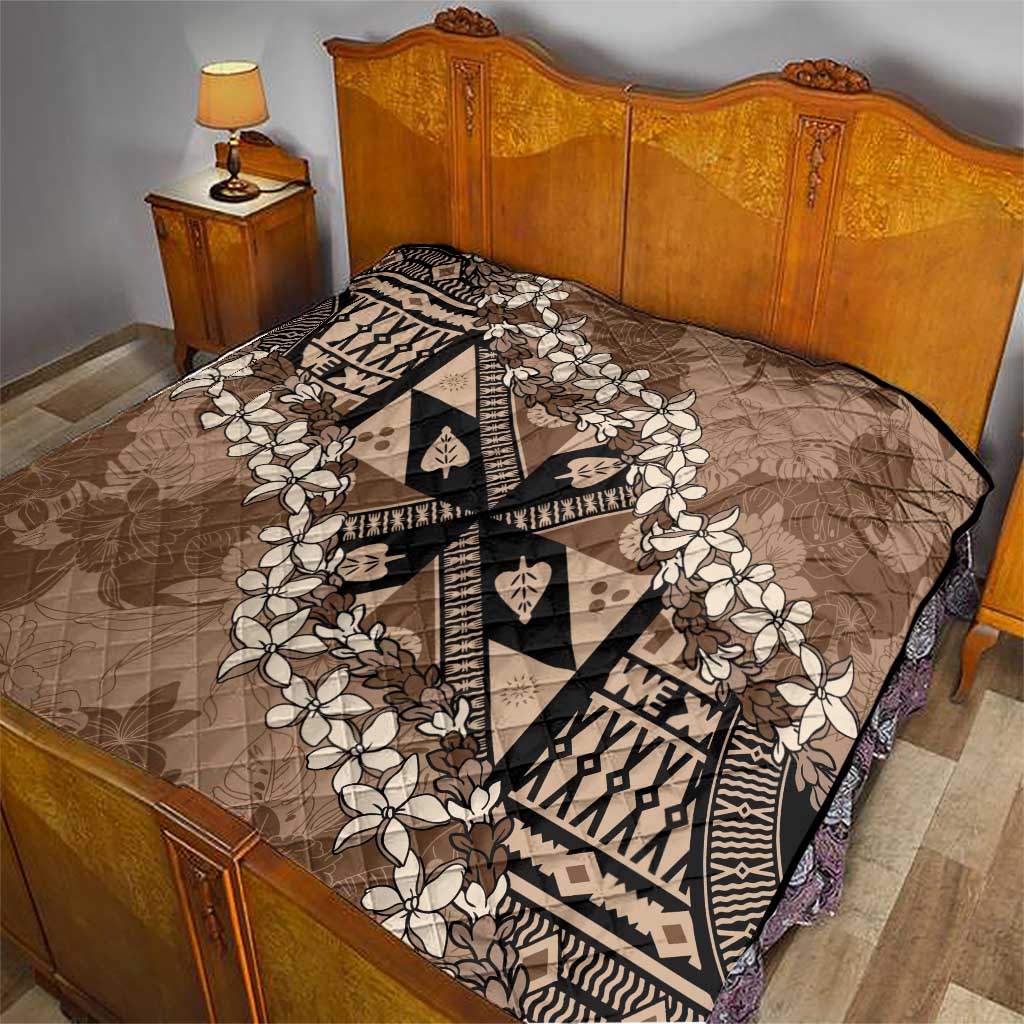 Bula Fiji Plumeria Tagimoucia Salusalu Mocha Quilt Kaiviti Masi LT7 - Polynesian Pride