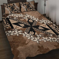 Bula Fiji Plumeria Tagimoucia Salusalu Mocha Quilt Bed Set Kaiviti Masi LT7 Mocha - Polynesian Pride
