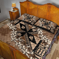 Bula Fiji Plumeria Tagimoucia Salusalu Mocha Quilt Bed Set Kaiviti Masi LT7 - Polynesian Pride
