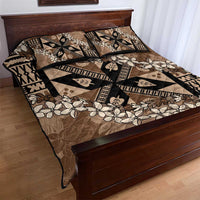 Bula Fiji Plumeria Tagimoucia Salusalu Mocha Quilt Bed Set Kaiviti Masi LT7 - Polynesian Pride