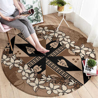 Bula Fiji Plumeria Tagimoucia Salusalu Mocha Round Carpet Kaiviti Masi LT7 - Polynesian Pride