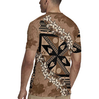 Bula Fiji Plumeria Tagimoucia Salusalu Mocha Rugby Jersey Kaiviti Masi LT7 - Polynesian Pride