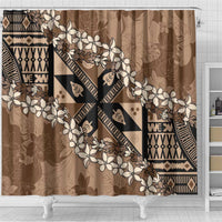 Bula Fiji Plumeria Tagimoucia Salusalu Mocha Shower Curtain Kaiviti Masi LT7 - Polynesian Pride