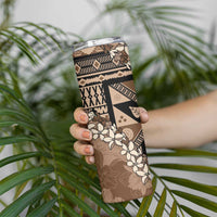 Bula Fiji Plumeria Tagimoucia Salusalu Mocha Skinny Tumbler Kaiviti Masi LT7 - Polynesian Pride