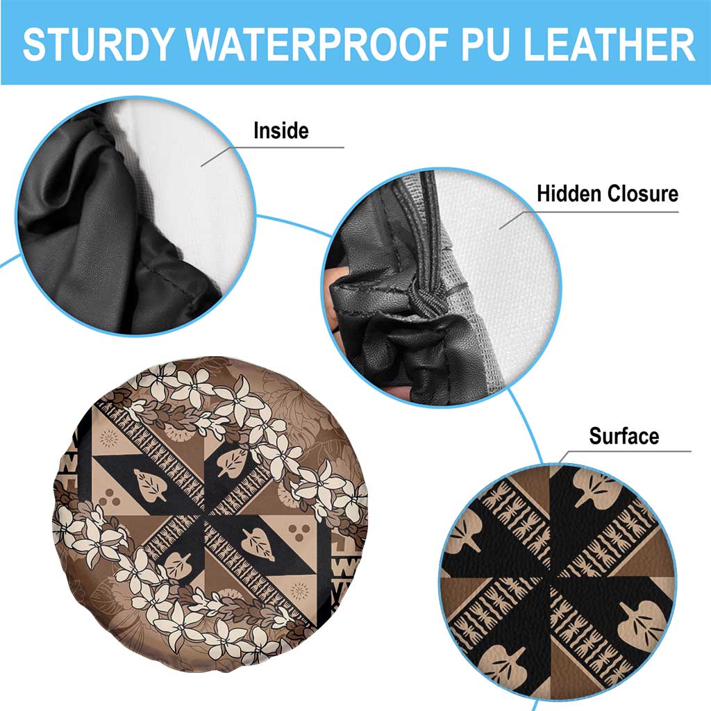 Bula Fiji Plumeria Tagimoucia Salusalu Mocha Spare Tire Cover Kaiviti Masi LT7 - Polynesian Pride