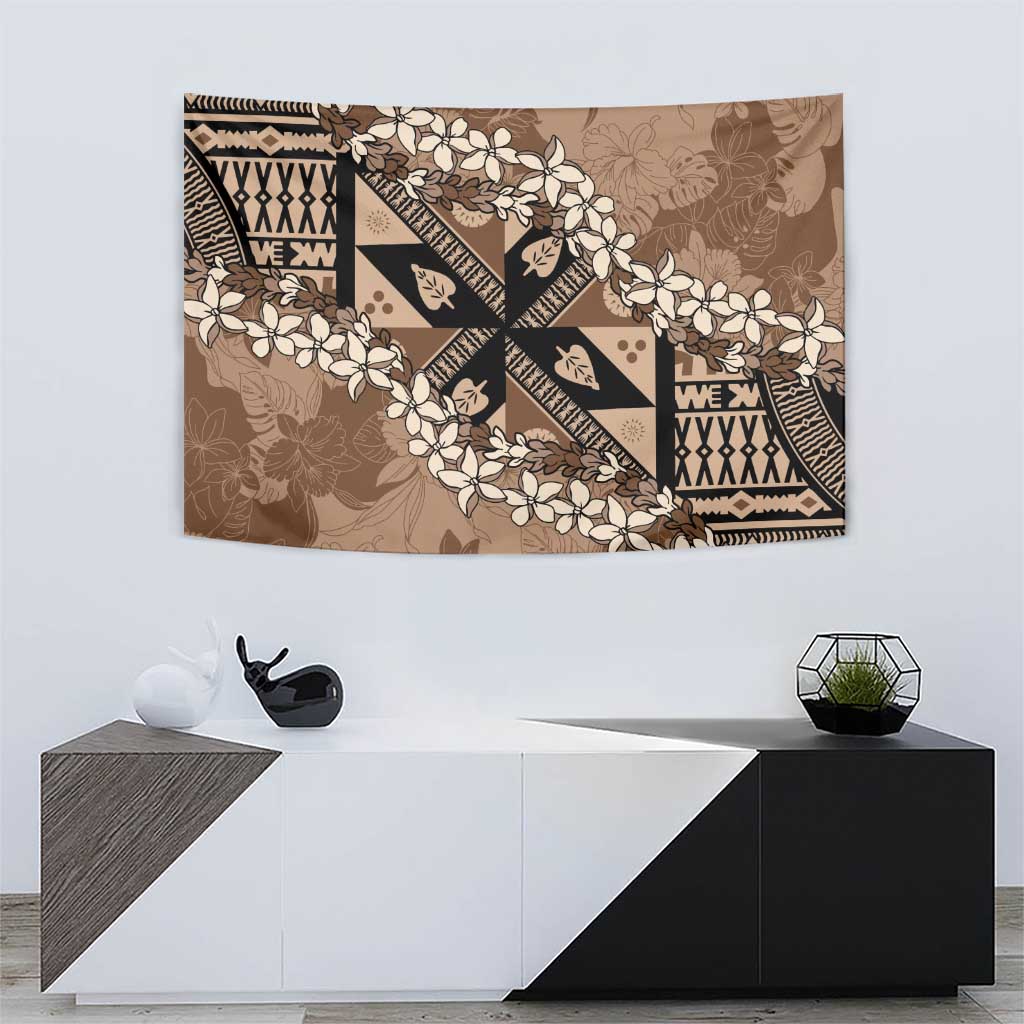 Bula Fiji Plumeria Tagimoucia Salusalu Mocha Tapestry Kaiviti Masi LT7 - Polynesian Pride