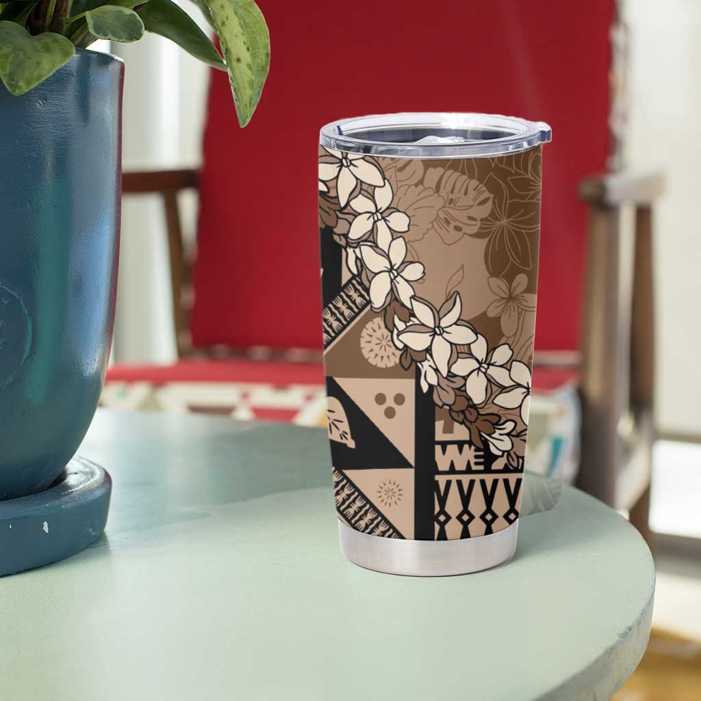 Bula Fiji Plumeria Tagimoucia Salusalu Mocha Tumbler Cup Kaiviti Masi LT7 - Polynesian Pride