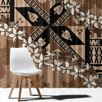Bula Fiji Plumeria Tagimoucia Salusalu Mocha Window Curtain Kaiviti Masi LT7 - Polynesian Pride