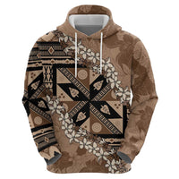 Bula Fiji Plumeria Tagimoucia Salusalu Mocha Zip Hoodie Kaiviti Masi LT7 - Polynesian Pride