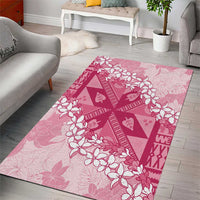 Bula Fiji Plumeria Tagimoucia Salusalu Pink Area Rug Kaiviti Masi LT7 - Polynesian Pride