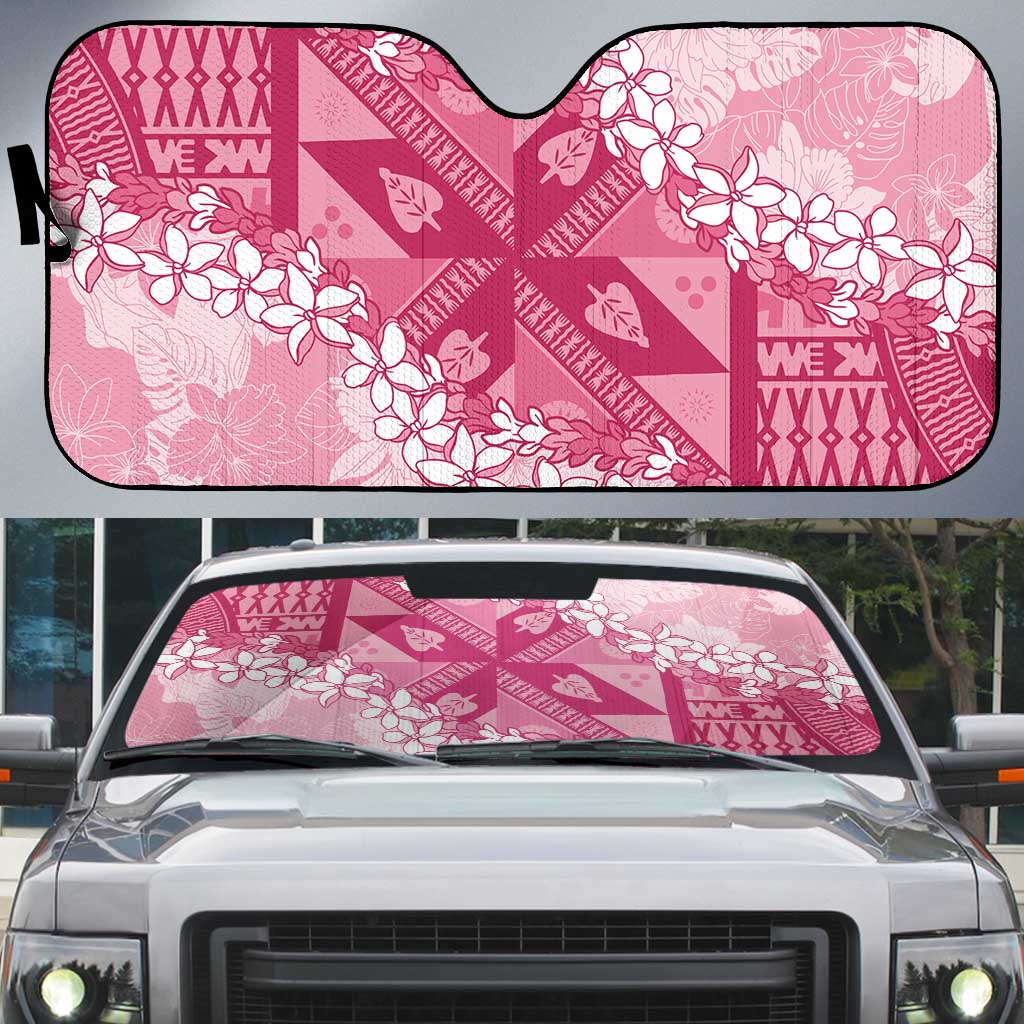 Bula Fiji Plumeria Tagimoucia Salusalu Pink Auto Sun Shade Kaiviti Masi LT7 Pink - Polynesian Pride