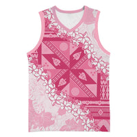 Bula Fiji Plumeria Tagimoucia Salusalu Pink Basketball Jersey Kaiviti Masi LT7 Unisex Pink - Polynesian Pride