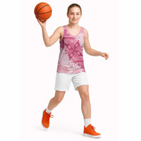 Bula Fiji Plumeria Tagimoucia Salusalu Pink Basketball Jersey Kaiviti Masi LT7 - Polynesian Pride
