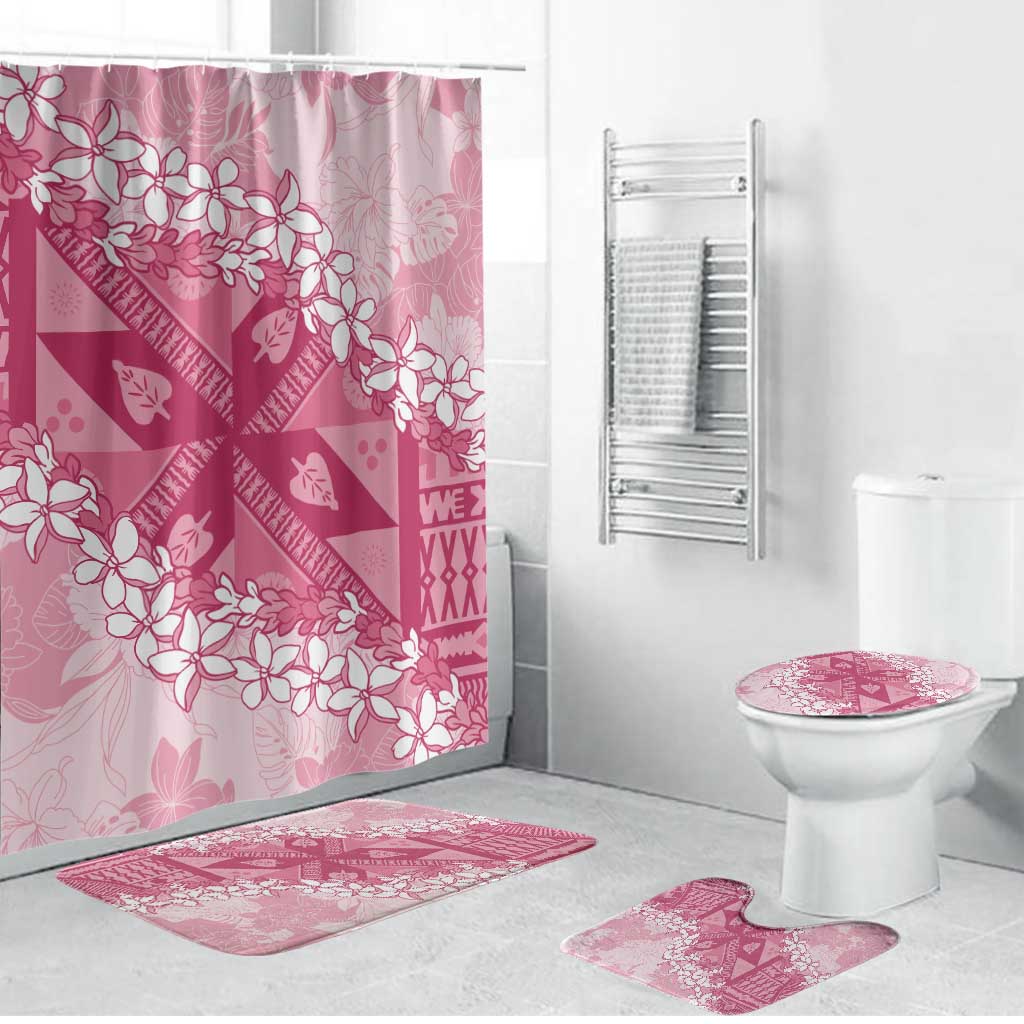 Bula Fiji Plumeria Tagimoucia Salusalu Pink Bathroom Set Kaiviti Masi LT7 Bathroom Set (4 pcs) Pink - Polynesian Pride
