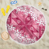 Bula Fiji Plumeria Tagimoucia Salusalu Pink Beach Blanket Kaiviti Masi LT7 One Size 150cm Pink - Polynesian Pride