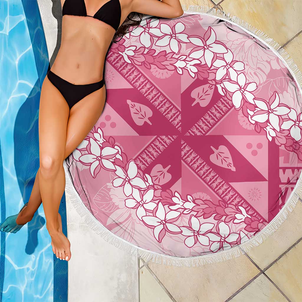 Bula Fiji Plumeria Tagimoucia Salusalu Pink Beach Blanket Kaiviti Masi LT7 - Polynesian Pride