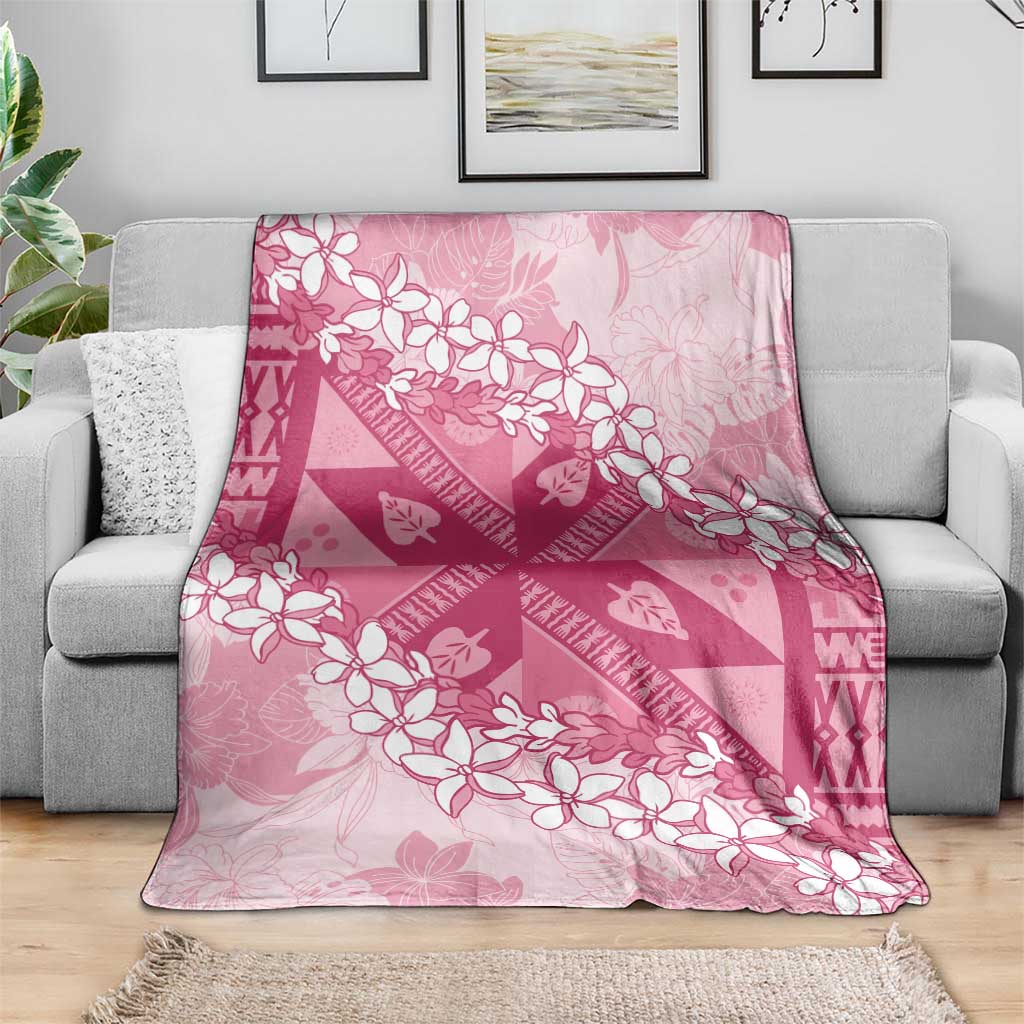 Bula Fiji Plumeria Tagimoucia Salusalu Pink Blanket Kaiviti Masi LT7 - Polynesian Pride