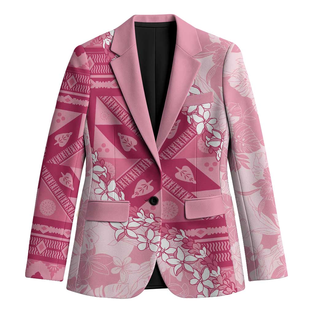 Bula Fiji Plumeria Tagimoucia Salusalu Pink Blazer Kaiviti Masi LT7 Unisex Pink - Polynesian Pride
