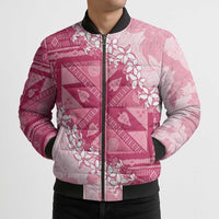 Bula Fiji Plumeria Tagimoucia Salusalu Pink Bomber Puffer Jacket Kaiviti Masi LT7 - Polynesian Pride