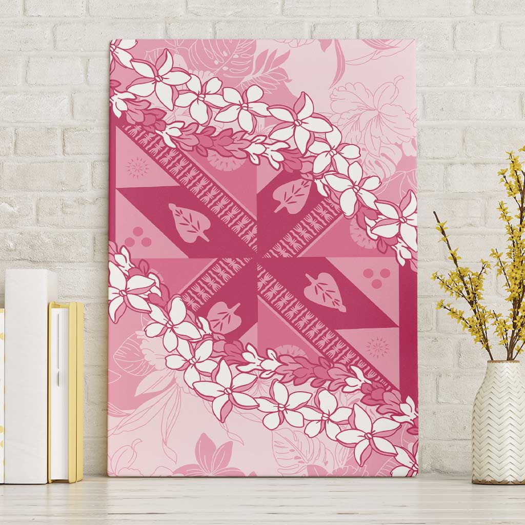 Bula Fiji Plumeria Tagimoucia Salusalu Pink Canvas Wall Art Kaiviti Masi LT7 Without Frame Pink - Polynesian Pride