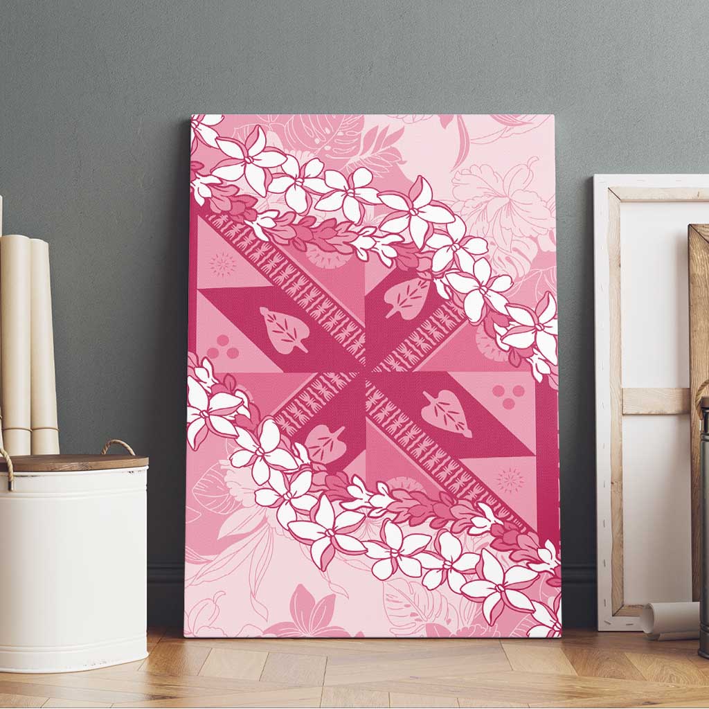 Bula Fiji Plumeria Tagimoucia Salusalu Pink Canvas Wall Art Kaiviti Masi LT7 - Polynesian Pride