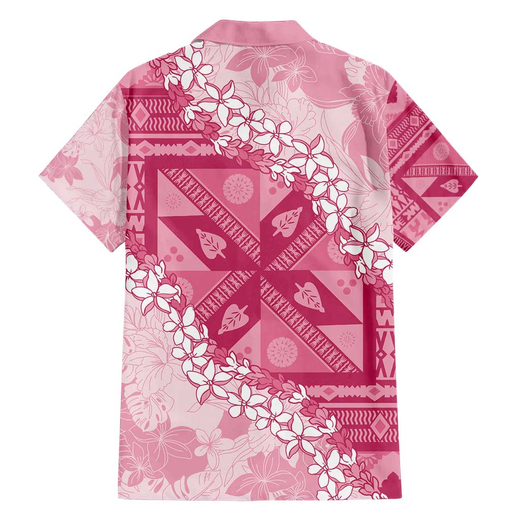 Bula Fiji Plumeria Tagimoucia Salusalu Pink Family Matching Long Sleeve Bodycon Dress and Hawaiian Shirt Kaiviti Masi LT7 - Polynesian Pride