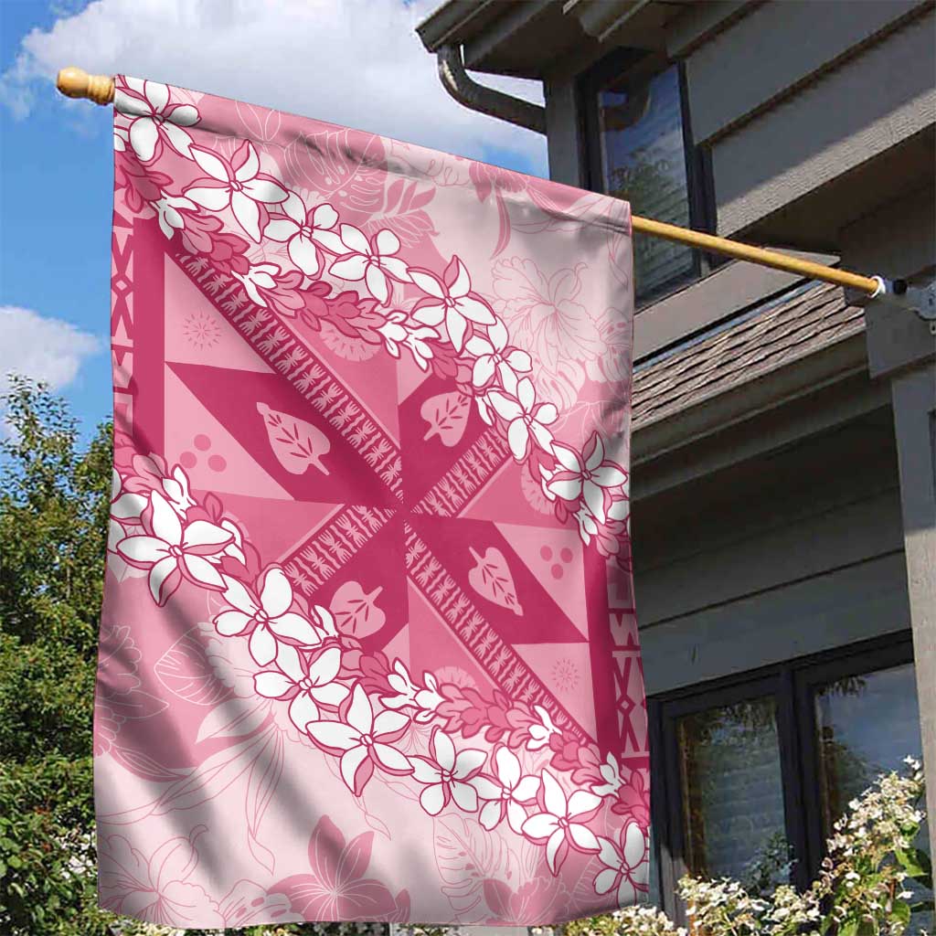 Bula Fiji Plumeria Tagimoucia Salusalu Pink Garden Flag Kaiviti Masi LT7 - Polynesian Pride