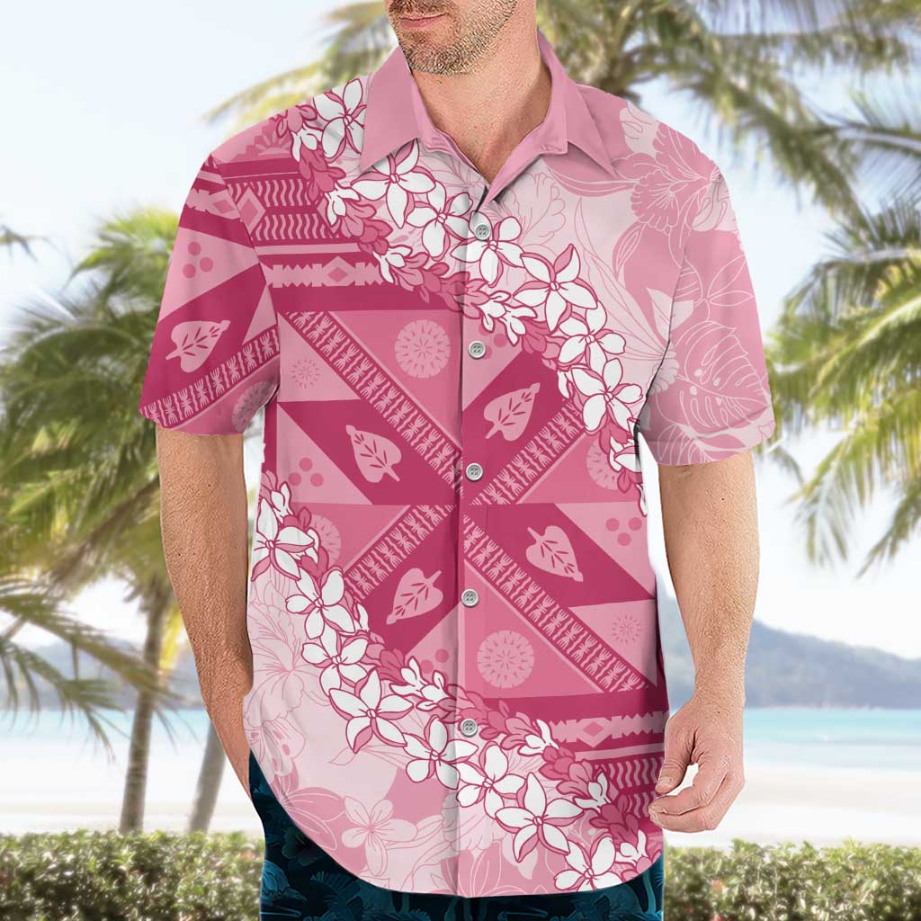 Bula Fiji Plumeria Tagimoucia Salusalu Pink Hawaiian Shirt Kaiviti Masi LT7 - Polynesian Pride