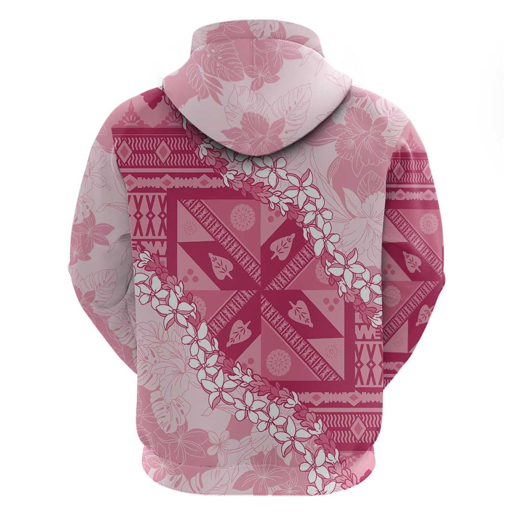 Bula Fiji Plumeria Tagimoucia Salusalu Pink Hoodie Kaiviti Masi LT7 - Polynesian Pride