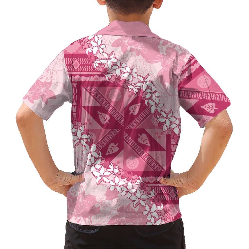 Bula Fiji Plumeria Tagimoucia Salusalu Pink Kid Hawaiian Shirt Kaiviti Masi LT7 - Polynesian Pride