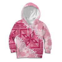 Bula Fiji Plumeria Tagimoucia Salusalu Pink Kid Hoodie Kaiviti Masi LT7 Hoodie Pink - Polynesian Pride