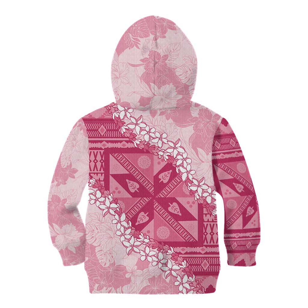 Bula Fiji Plumeria Tagimoucia Salusalu Pink Kid Hoodie Kaiviti Masi LT7 - Polynesian Pride
