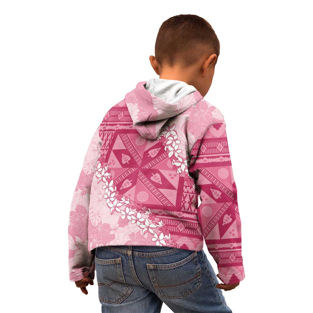 Bula Fiji Plumeria Tagimoucia Salusalu Pink Kid Hoodie Kaiviti Masi LT7 - Polynesian Pride