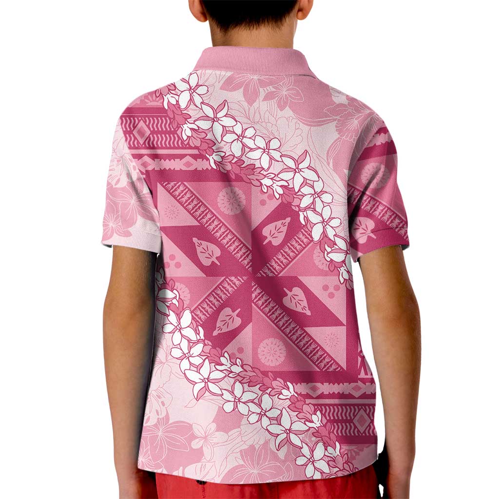 Bula Fiji Plumeria Tagimoucia Salusalu Pink Kid Polo Shirt Kaiviti Masi LT7 - Polynesian Pride
