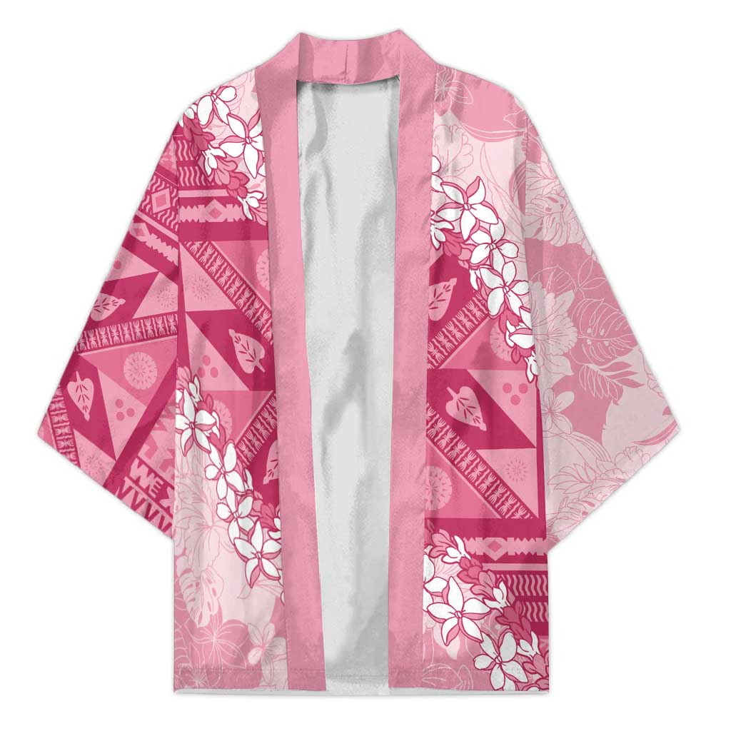 Bula Fiji Plumeria Tagimoucia Salusalu Pink Kimono Kaiviti Masi LT7 Unisex Pink - Polynesian Pride