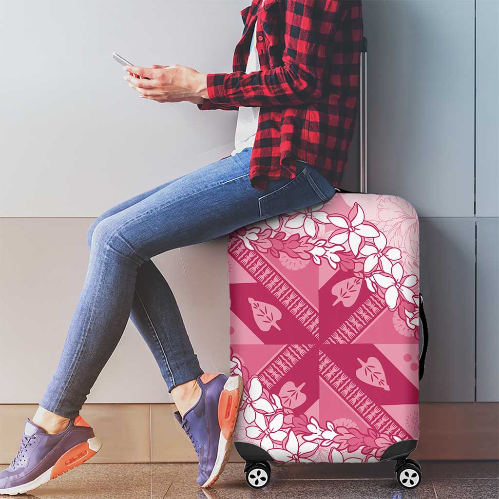 Bula Fiji Plumeria Tagimoucia Salusalu Pink Luggage Cover Kaiviti Masi LT7 - Polynesian Pride