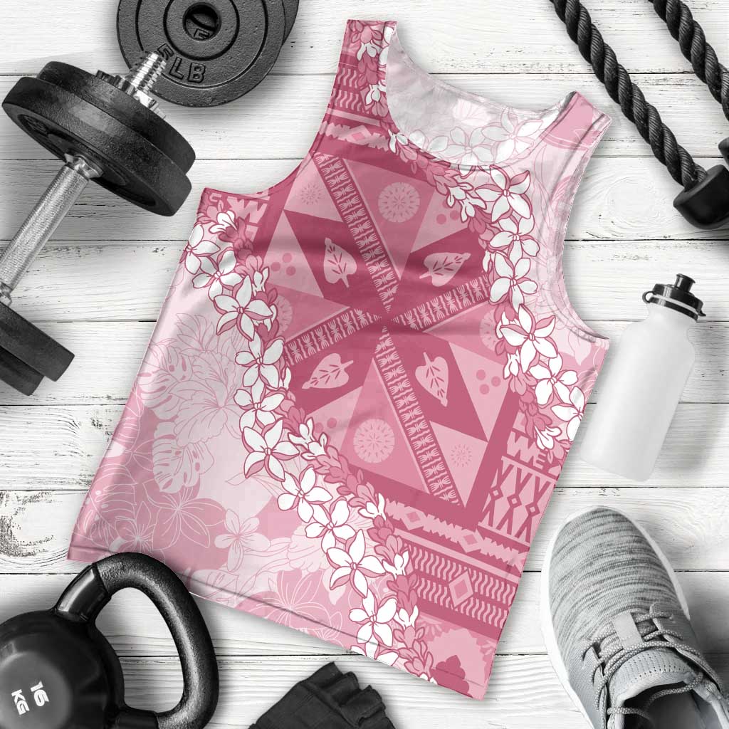 Bula Fiji Plumeria Tagimoucia Salusalu Pink Men Tank Top Kaiviti Masi LT7 - Polynesian Pride