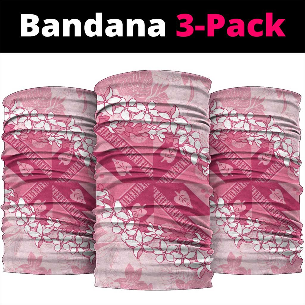 Bula Fiji Plumeria Tagimoucia Salusalu Pink Neck Gaiter Kaiviti Masi LT7 package One Size: 25*50cm Pink - Polynesian Pride