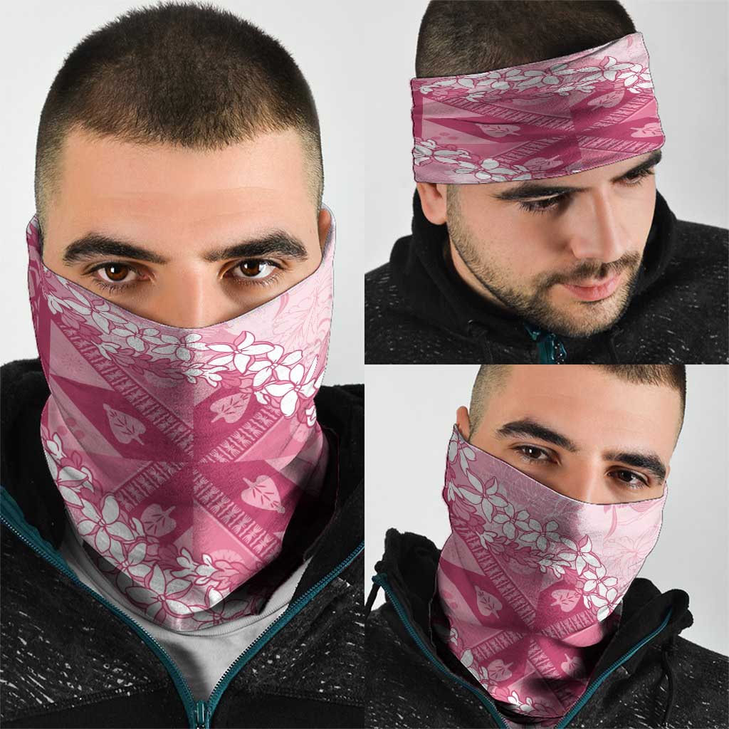 Bula Fiji Plumeria Tagimoucia Salusalu Pink Neck Gaiter Kaiviti Masi LT7 - Polynesian Pride
