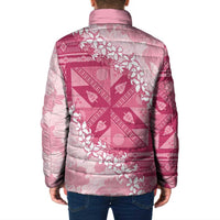 Bula Fiji Plumeria Tagimoucia Salusalu Pink Padded Jacket Kaiviti Masi LT7 - Polynesian Pride