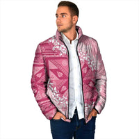 Bula Fiji Plumeria Tagimoucia Salusalu Pink Padded Jacket Kaiviti Masi LT7 - Polynesian Pride