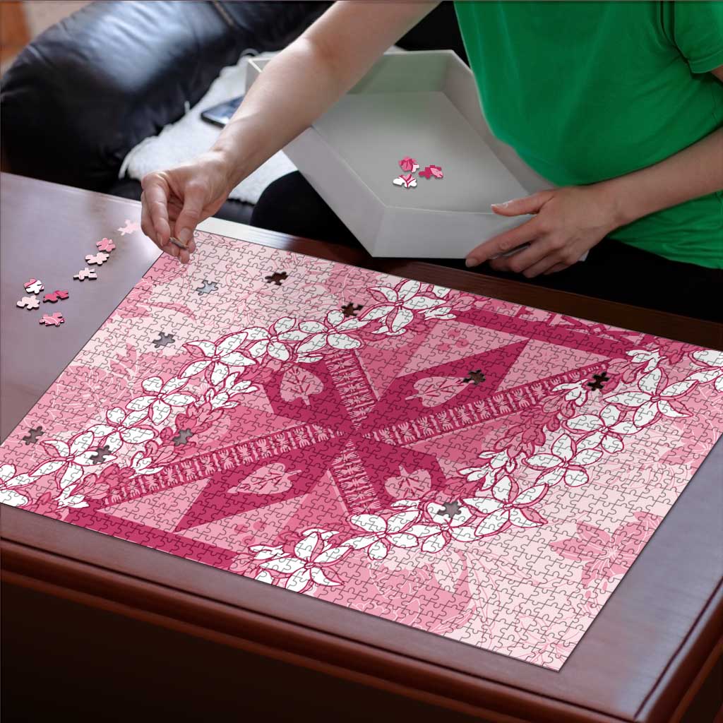 Bula Fiji Plumeria Tagimoucia Salusalu Pink Puzzle Kaiviti Masi LT7 - Polynesian Pride