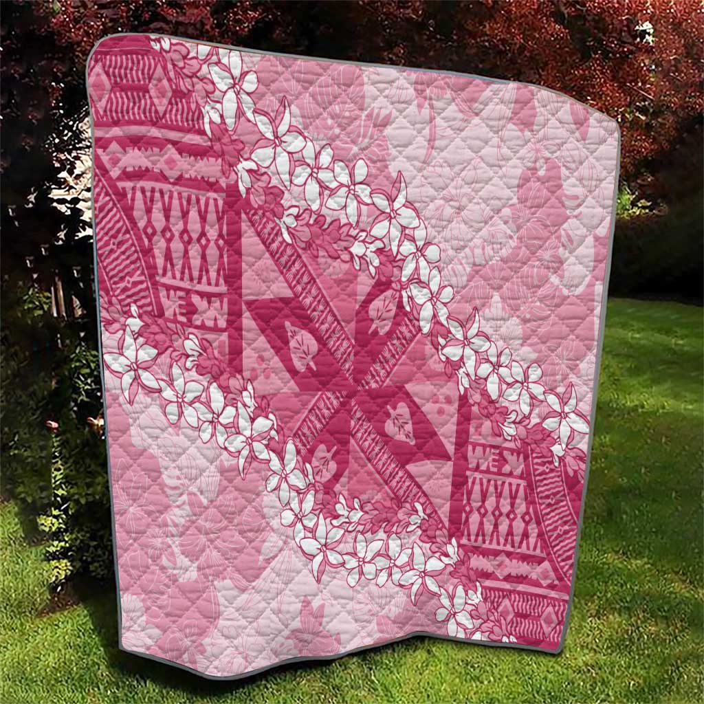 Bula Fiji Plumeria Tagimoucia Salusalu Pink Quilt Kaiviti Masi LT7 - Polynesian Pride