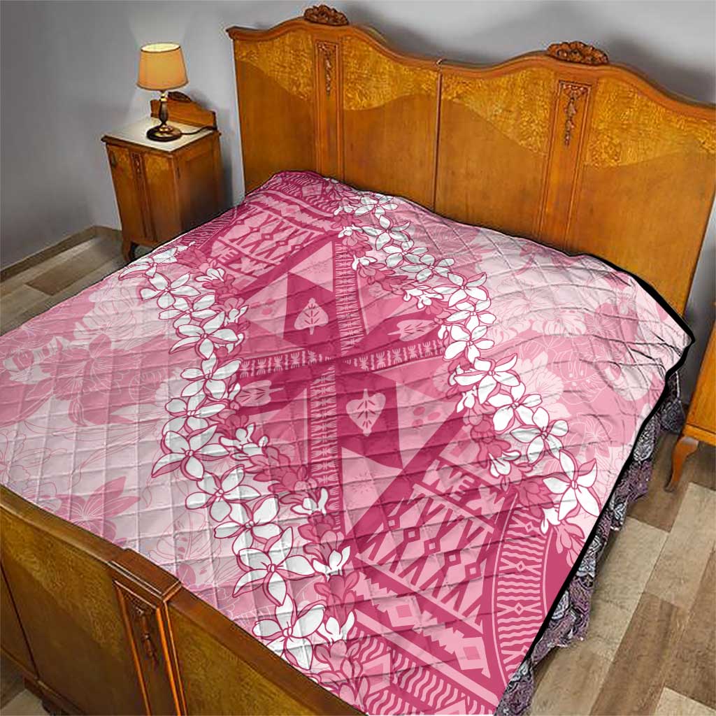 Bula Fiji Plumeria Tagimoucia Salusalu Pink Quilt Kaiviti Masi LT7 - Polynesian Pride
